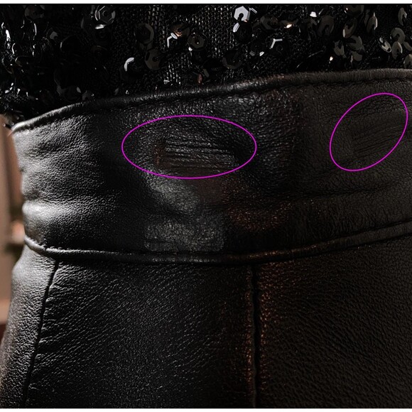 Vintage Womens Black Real Leather Pencil Skirt Minimalist Chic 90s - Picture 9 of 12